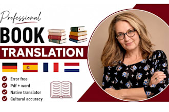 translate, proofread your fiction and nonfiction novel to french, spanish, dutch
