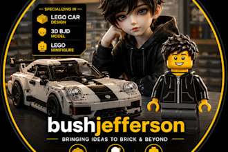 design custom lego cars, minifigures and 3d lego models