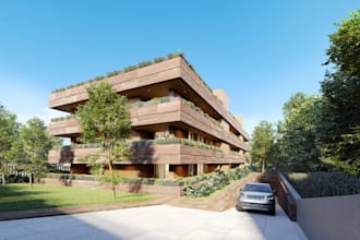 remodel 3d high end residential complex renders, apartment elevation,cgi garden