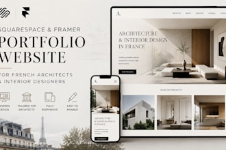 do squarespace framer portfolio website french architects interior designers