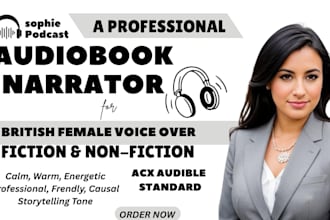 narrate acx audiobook with american female voice over for children book
