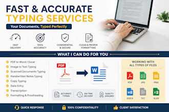 fast and accurate typing, data entry, and transcription