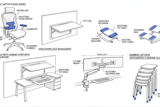 design foldable workstation products design, ergonomic desk, laptop stands desig