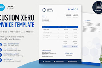 design custom xero invoice template branded docx invoice theme design
