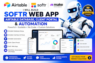 build airtable database automation and softr io, client portal