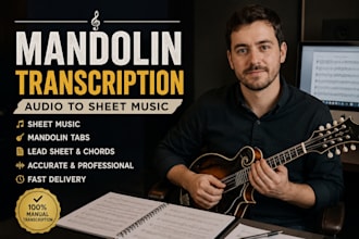 do professional mandolin transcription, notation, and lead sheet from audio