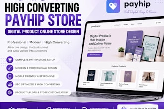 create high converting payhip store website digital product online store design