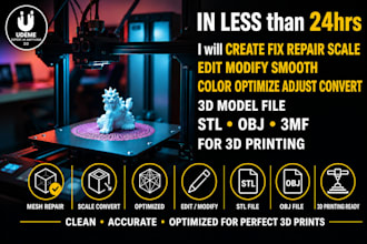 create fix repair edit modify color adjust 3d model file stl obj for 3d printing