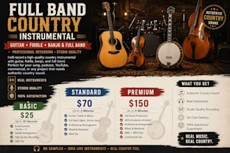 record full band country instrumental with guitar fiddle and banjo