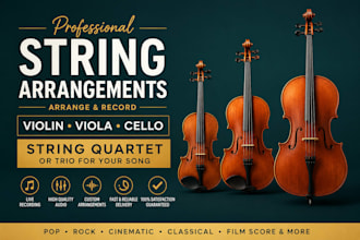 arrange and record premium violin, viola, cello and string quartet for your song