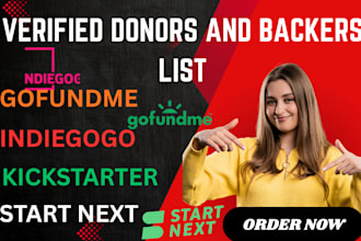 generate a verified  kickstarter , indiegogo and gofundme backers list