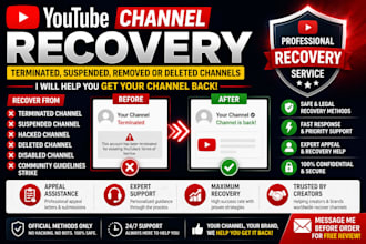recover terminated, deleted or suspended youtube channel fast