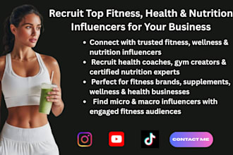 recruit top fitness health and nutritionists influencers for your business