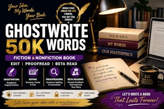 professionally ghostwrite and edit fiction or nonfiction book as a book writer