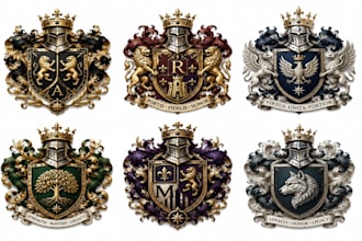 design custom luxury family crest coat of arm and heraldic logo
