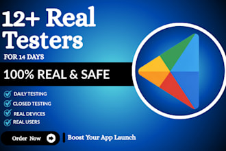 provide closed testing 20 testers 12 testers mobile app testing 12 testers