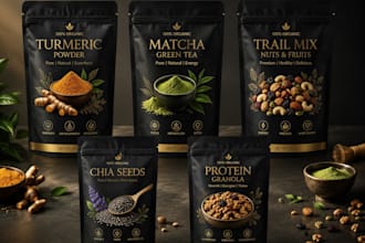 design pouch food label packaging mylar bag stand up pouch 3d mockup cbd design