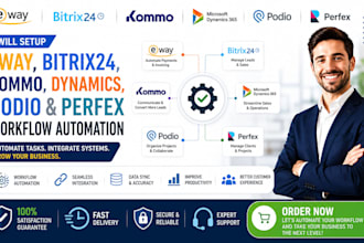 setup eway, bitrix24, kommo, dynamics, podio, and perfex workflow automation