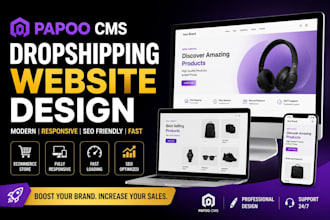 build modern papoo cms dropshipping website via aliexpress alibaba amazon websi