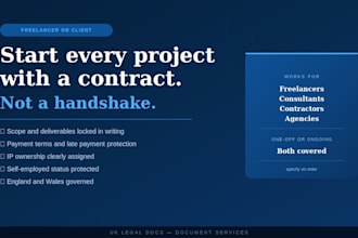 draft a UK freelance service agreement for self employed contractors