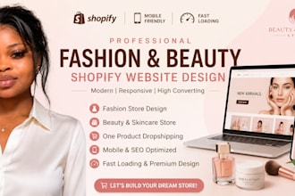 design fashion store website, beauty skincare shopify dropshipping store seo