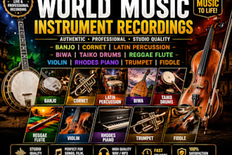 record banjo cornet latin biwa taiko reggae flute violin