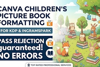 design a professional canva childrens picture book layout for KDP and more
