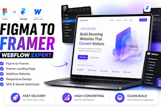 convert figma to framer, design or develop webflow website, framer landing page