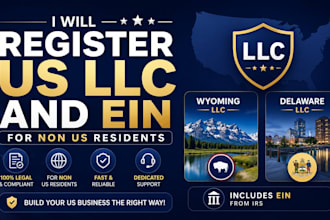 register US llc and ein for non US residents in wyoming or delaware