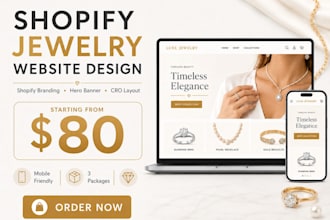 design shopify jewelry website, shopify ecommerce site and shopify branding