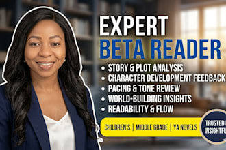 beta read children book and ebook, middle grade or ya fiction novel beta reader
