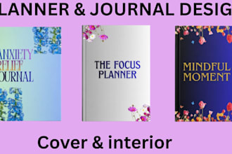 design kdp journal cover and custom planner for low content and interior