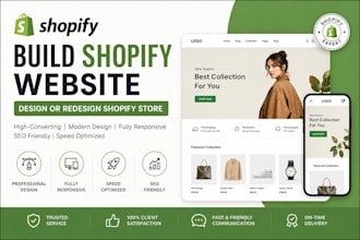 build shopify website, design or redesign shopify store