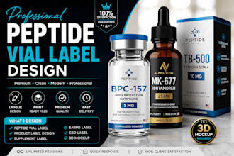 design peptide vial label design product label design and supplement label