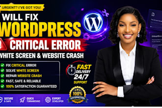 fix wordpress critical error, white screen and website crash urgently