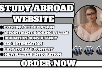study abroad website, education consultancy website, student visa website
