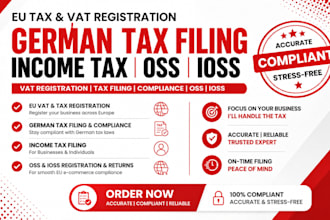 handle eu tax and vat registration, german tax filing, income tax, oss, ioss