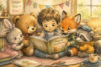 illustrate your childrens storybook with whimsical watercolor art