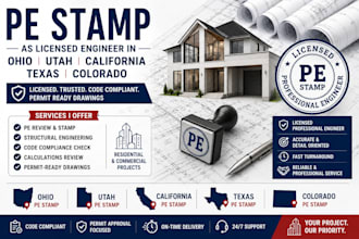 pe stamp as licensed engineer in ohio, utah, california, texas, colorado