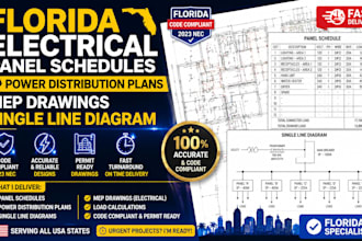 deliver florida electrical panel schedules power distribution plans mep drawings