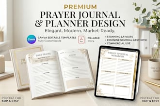 design your prayer journal, workbook, digital planner, and editable fillable PDF