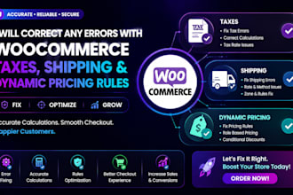 correct any errors with woocommerce taxes shipping, and dynamic pricing rules