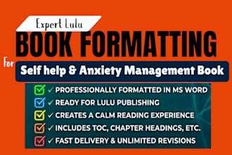 lulu book formatting for self help and anxiety management in microsoft word