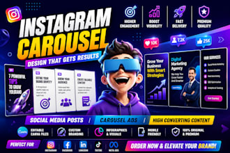 create engaging modern carousel post design for instagram linkedin facebook ads
