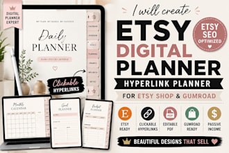 create etsy digital product and hyperlink planner design etsy gumroad
