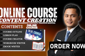 write online course content workbook training manual, and online course modules