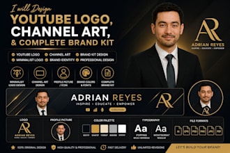 design a youtube logo, channel art, and complete brand kit