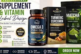 create supplement label and vitamin bottle label design for products