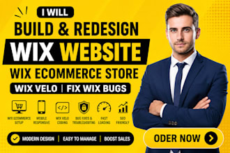 build, redesign wix website, wix ecommerce store, wix velo and fix wix bugs