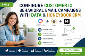 configure customer io behavioral emil campaigns with data honeybook crm